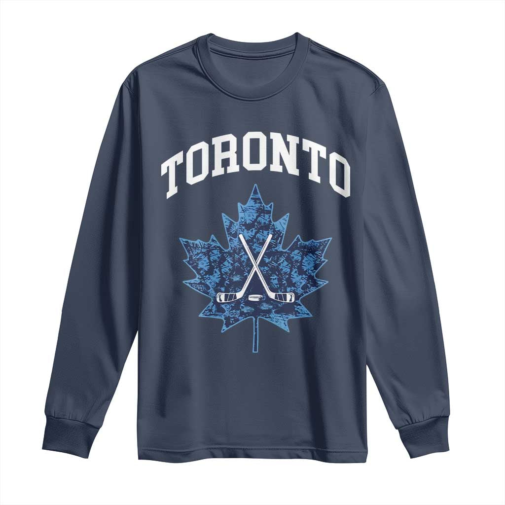 Vintage Canada Hockey Long Sleeve Shirt Maple Leafs TS10 Navy Print Your Wear