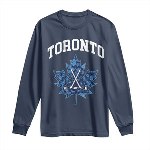 Vintage Canada Hockey Long Sleeve Shirt Maple Leafs TS10 Navy Print Your Wear