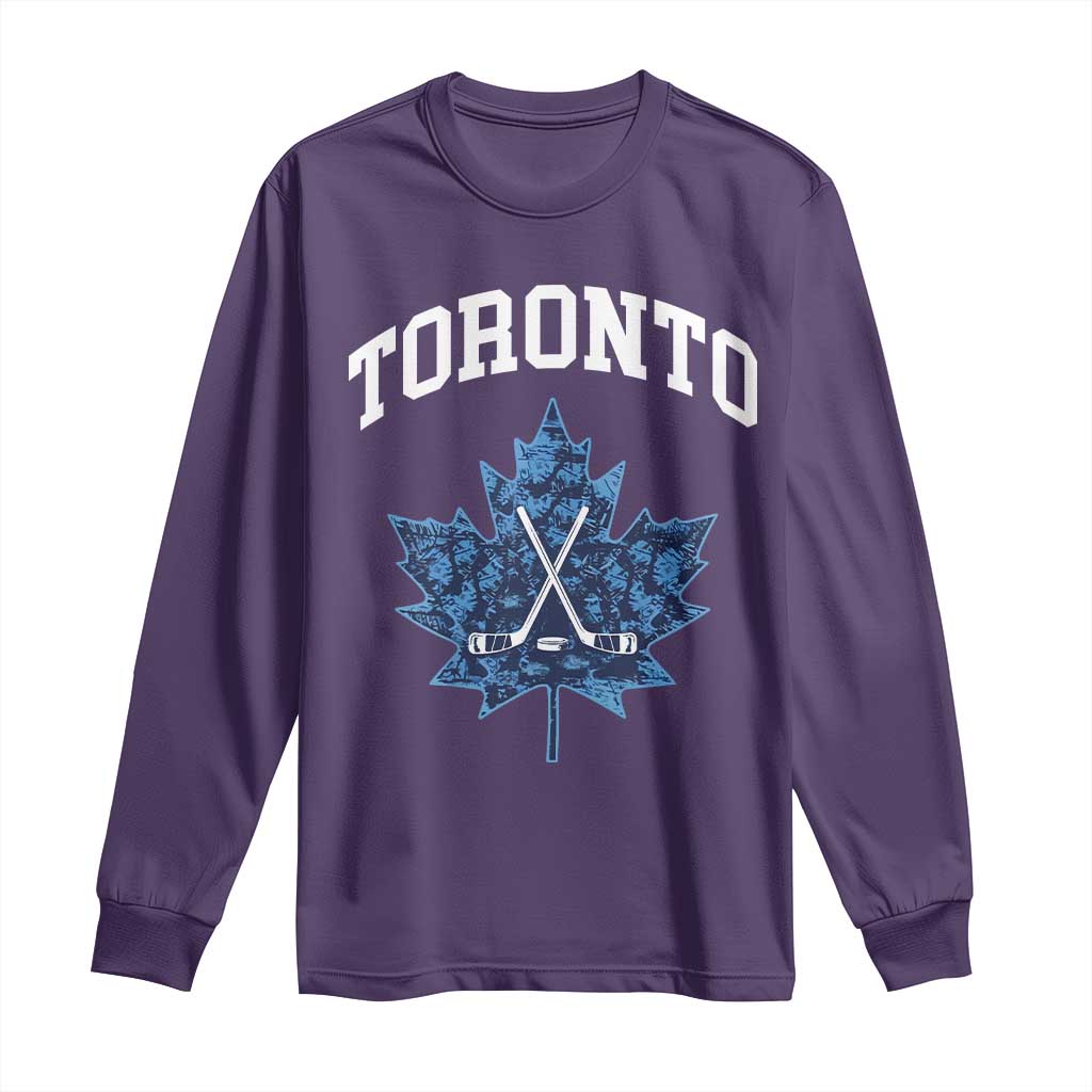 Vintage Canada Hockey Long Sleeve Shirt Maple Leafs TS10 Purple Print Your Wear