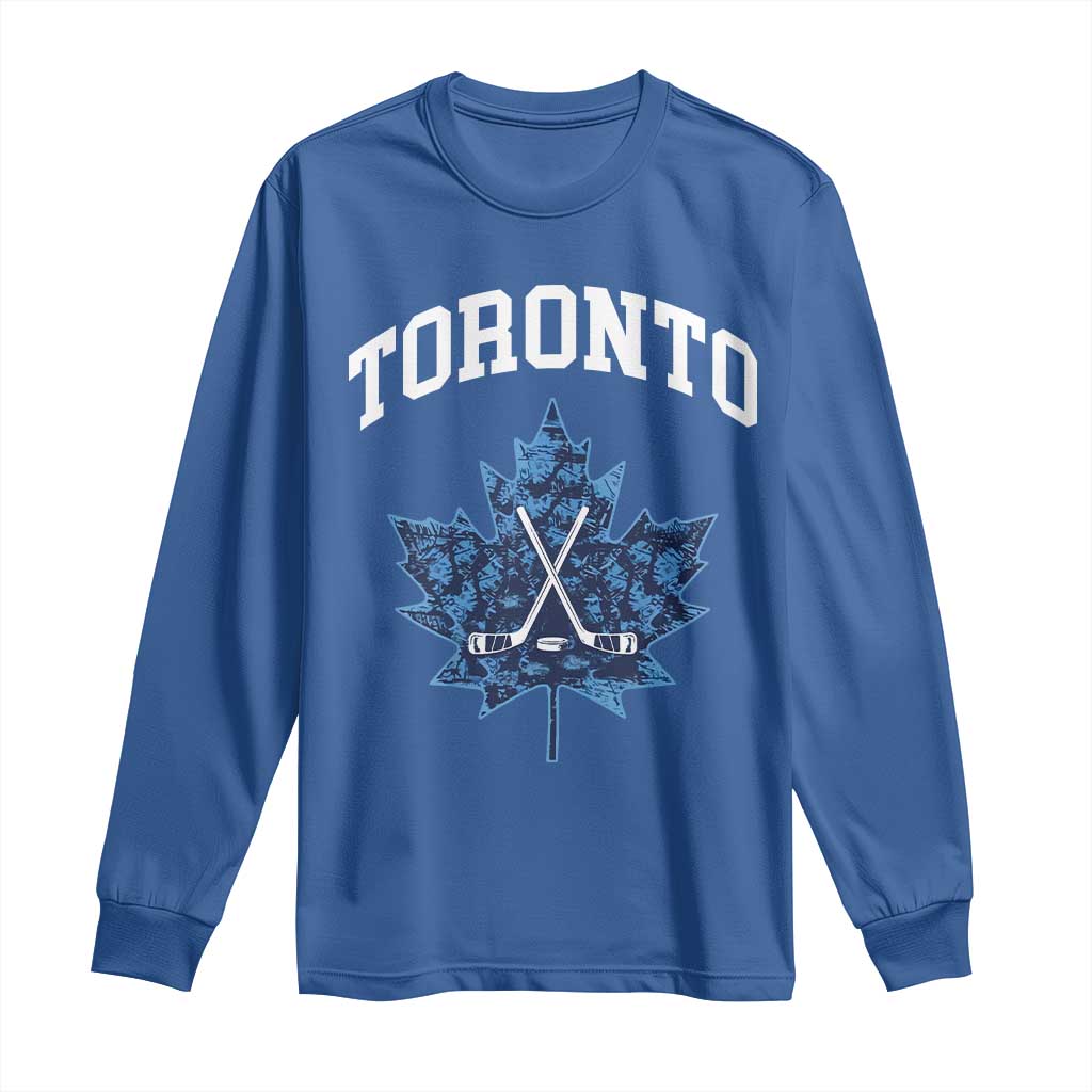 Vintage Canada Hockey Long Sleeve Shirt Maple Leafs TS10 Royal Blue Print Your Wear