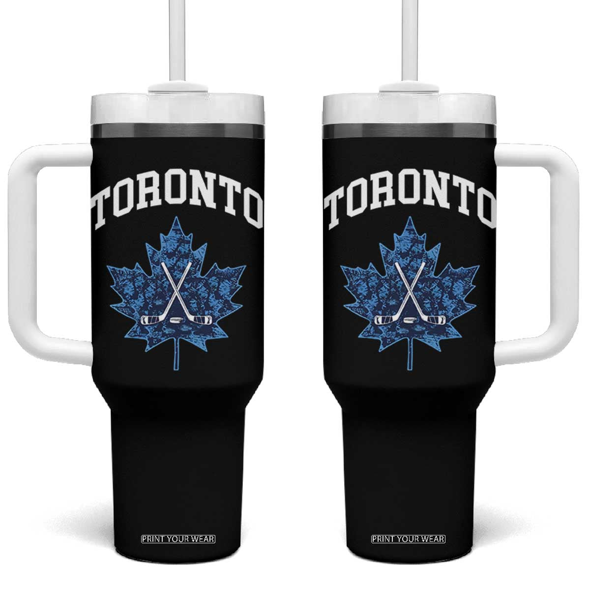 Vintage Canada Hockey Tumbler With Handle Maple Leafs TS10 One Size: 40 oz Black Print Your Wear