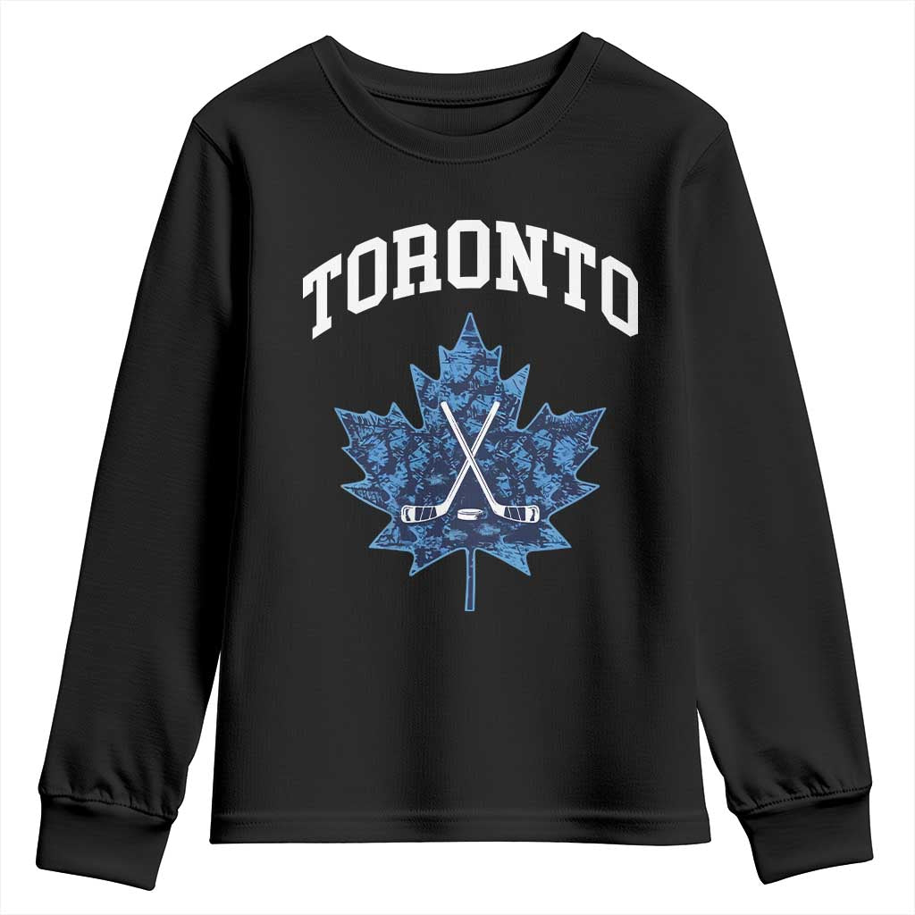 Vintage Canada Hockey Youth Sweatshirt Maple Leafs TS10 Black Print Your Wear