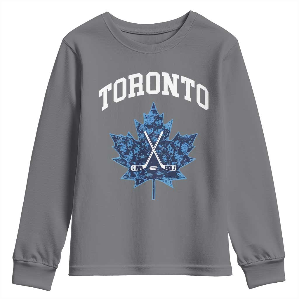 Vintage Canada Hockey Youth Sweatshirt Maple Leafs TS10 Charcoal Print Your Wear