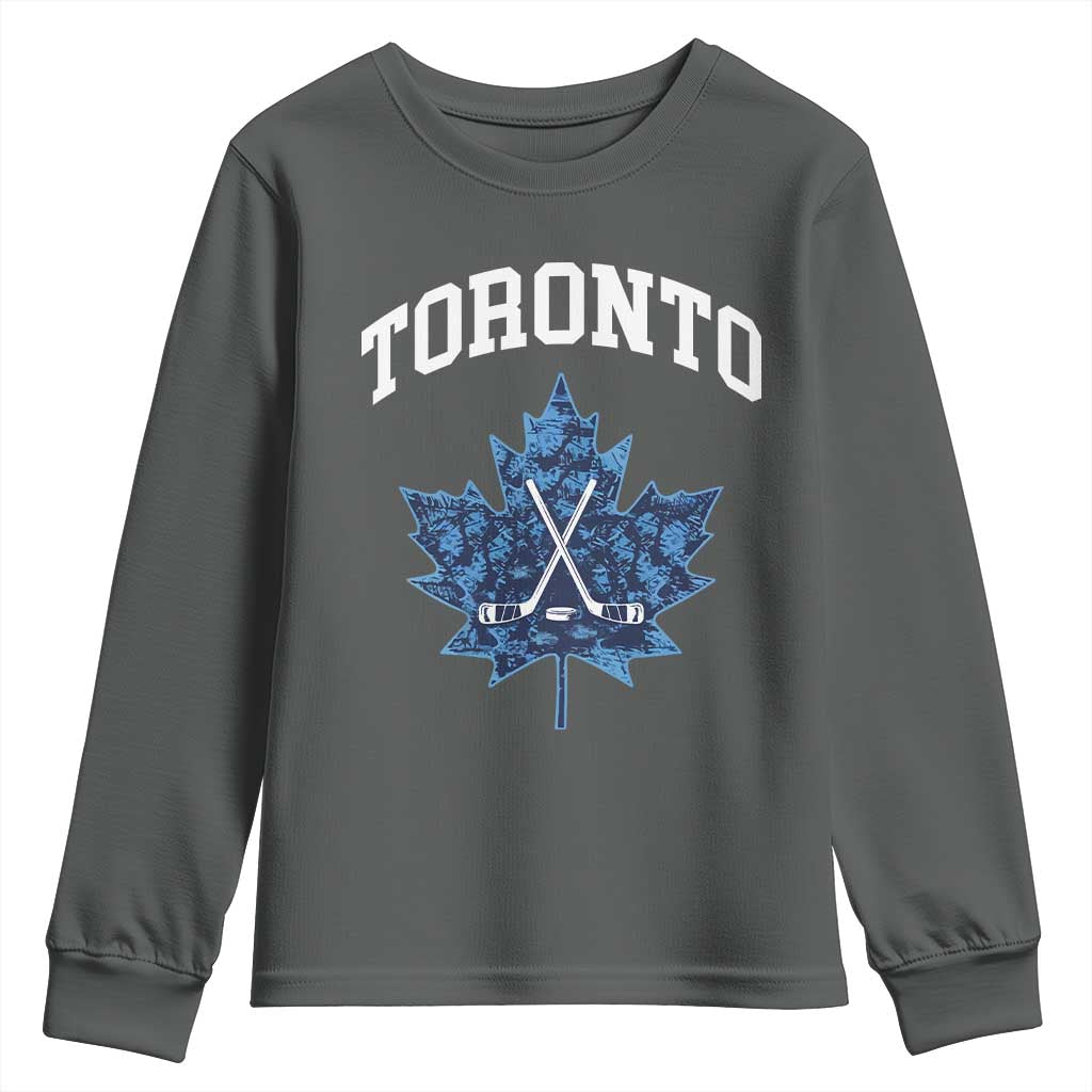 Vintage Canada Hockey Youth Sweatshirt Maple Leafs TS10 Dark Heather Print Your Wear