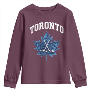Vintage Canada Hockey Youth Sweatshirt Maple Leafs TS10 Maroon Print Your Wear