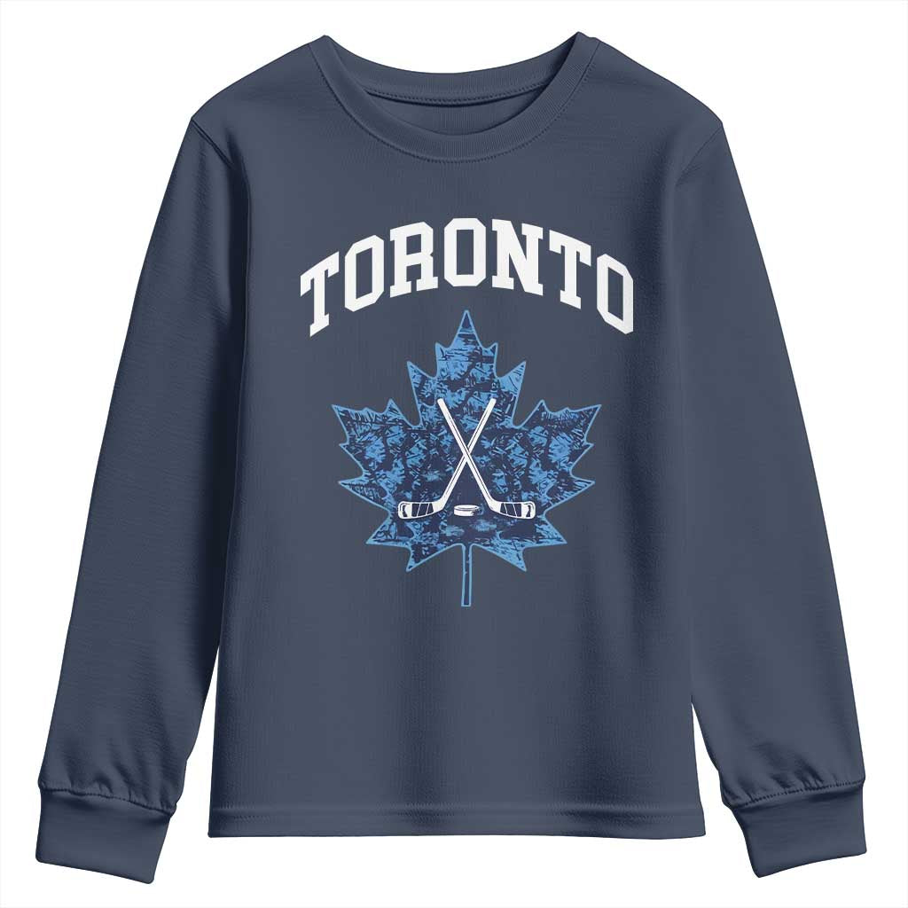 Vintage Canada Hockey Youth Sweatshirt Maple Leafs TS10 Navy Print Your Wear