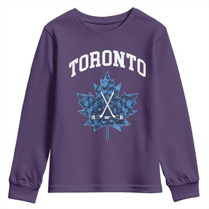 Vintage Canada Hockey Youth Sweatshirt Maple Leafs TS10 Purple Print Your Wear