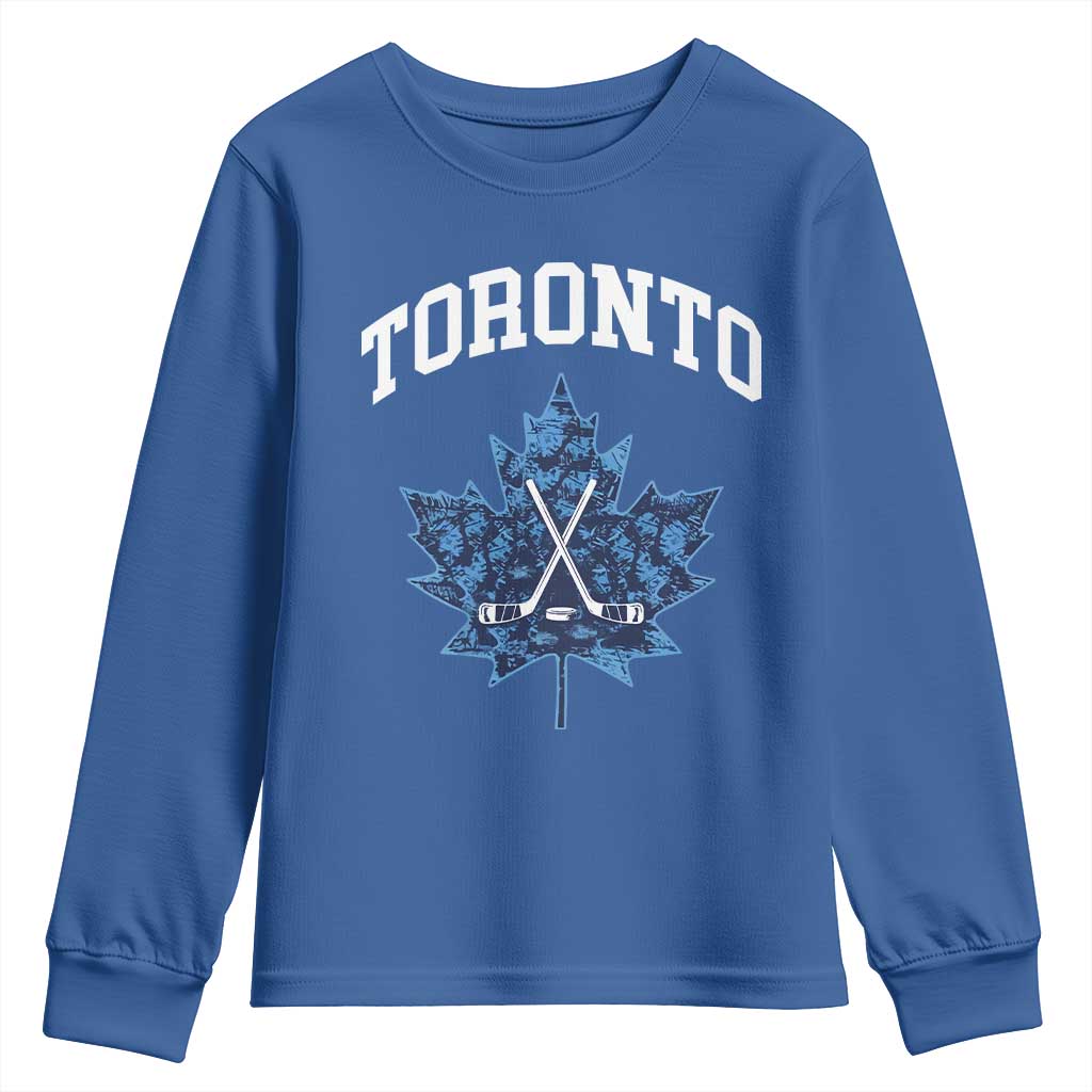 Vintage Canada Hockey Youth Sweatshirt Maple Leafs TS10 Royal Blue Print Your Wear