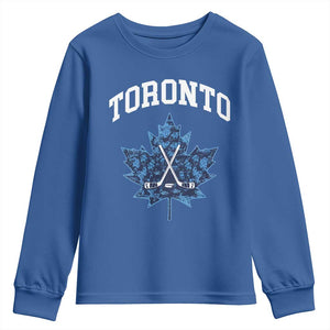 Vintage Canada Hockey Youth Sweatshirt Maple Leafs TS10 Royal Blue Print Your Wear