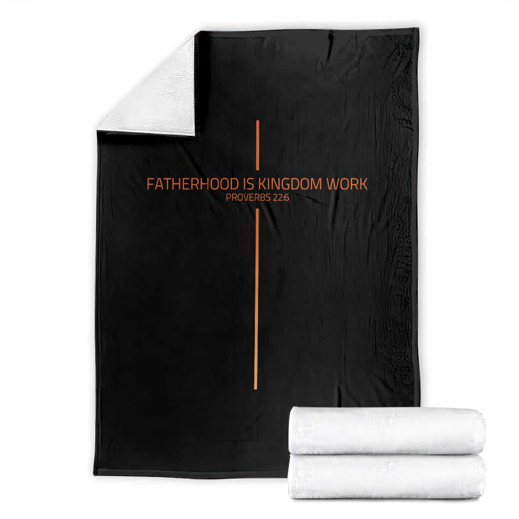 Fatherhood Is Kingdom Work Throw Blanket Vintage Christian Dad Cross TS10 Black Print Your Wear