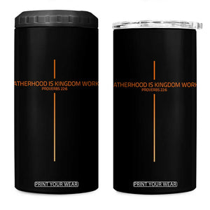 Fatherhood Is Kingdom Work 4 in 1 Can Cooler Tumbler Vintage Christian Dad Cross