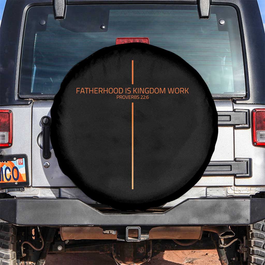 Fatherhood Is Kingdom Work Spare Tire Cover Vintage Christian Dad Cross TS10 No hole Black Print Your Wear