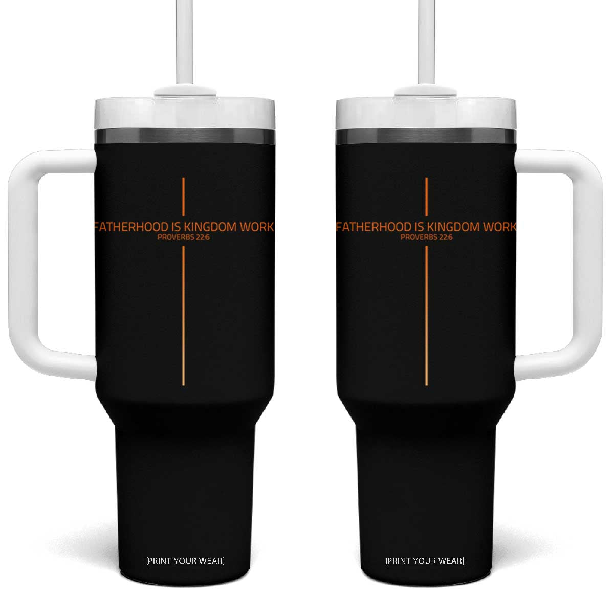 Fatherhood Is Kingdom Work Tumbler With Handle Vintage Christian Dad Cross