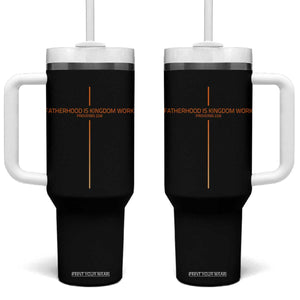 Fatherhood Is Kingdom Work Tumbler With Handle Vintage Christian Dad Cross