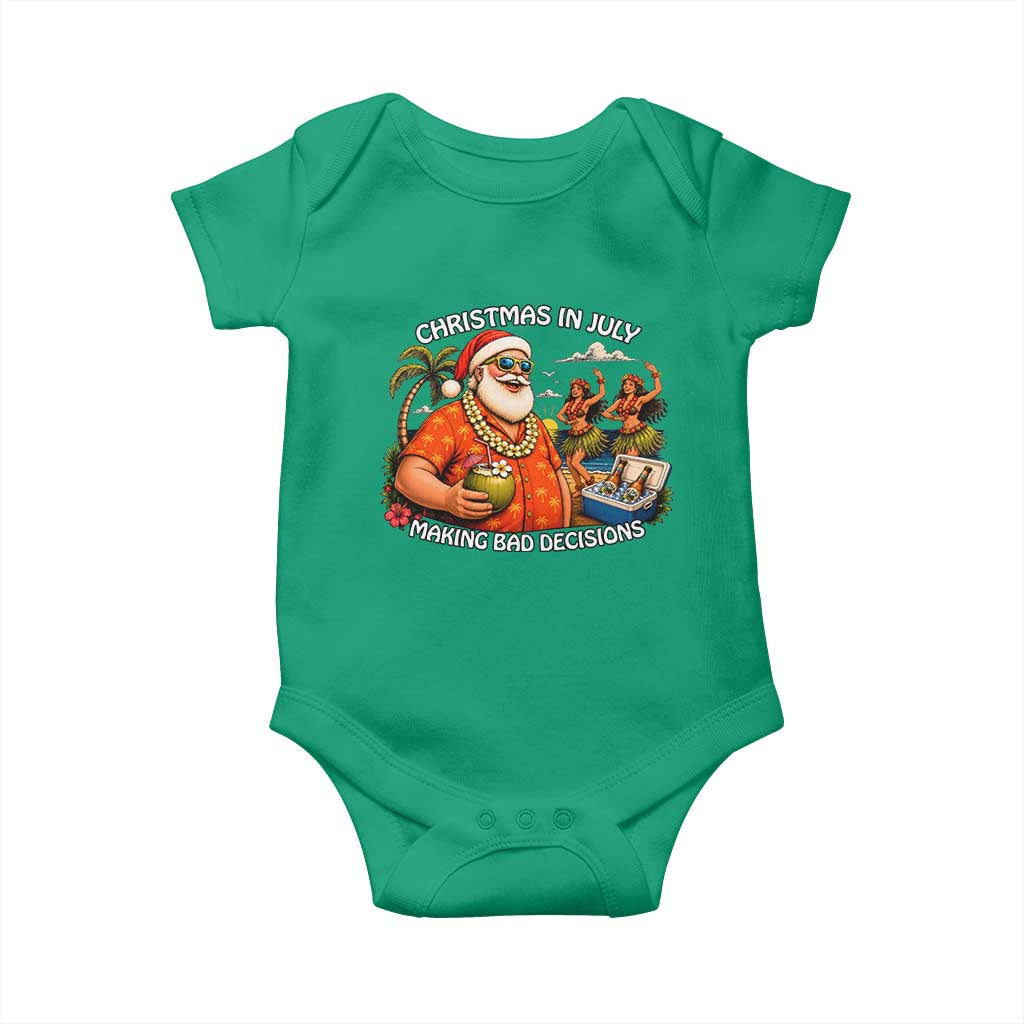 Funny Christmas in July Making Bad Decisions Baby Onesie Tropical Santa Hawaiian Summer Holiday Party TS10 Irish Green Print Your Wear