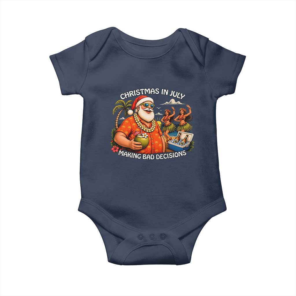 Funny Christmas in July Making Bad Decisions Baby Onesie Tropical Santa Hawaiian Summer Holiday Party TS10 Navy Print Your Wear