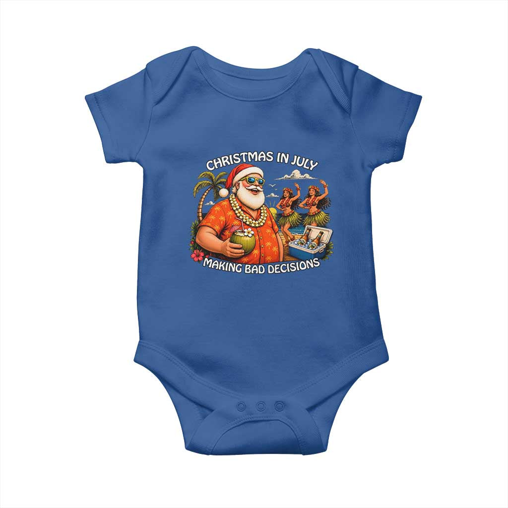 Funny Christmas in July Making Bad Decisions Baby Onesie Tropical Santa Hawaiian Summer Holiday Party TS10 Royal Blue Print Your Wear