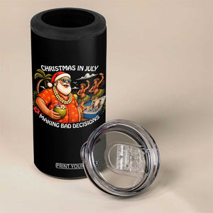 Funny Christmas in July Making Bad Decisions 4 in 1 Can Cooler Tumbler Tropical Santa Hawaiian Summer Holiday Party TS10 Print Your Wear