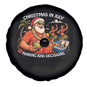 Funny Christmas in July Making Bad Decisions Spare Tire Cover Tropical Santa Hawaiian Summer Holiday Party TS10 Print Your Wear