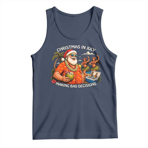 Funny Christmas in July Making Bad Decisions Tank Top Tropical Santa Hawaiian Summer Holiday Party TS10 Navy Print Your Wear