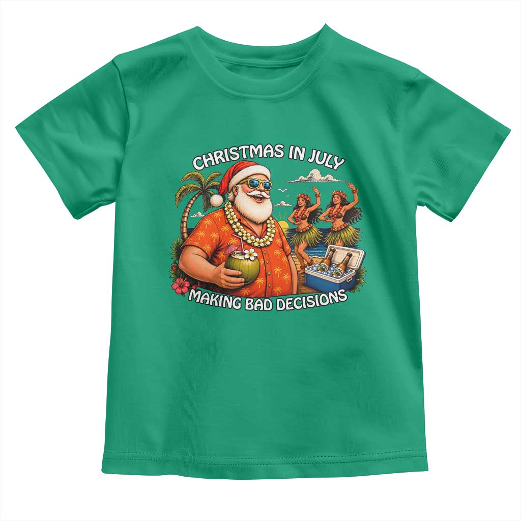 Funny Christmas in July Making Bad Decisions Toddler T Shirt Tropical Santa Hawaiian Summer Holiday Party TS10 Irish Green Print Your Wear