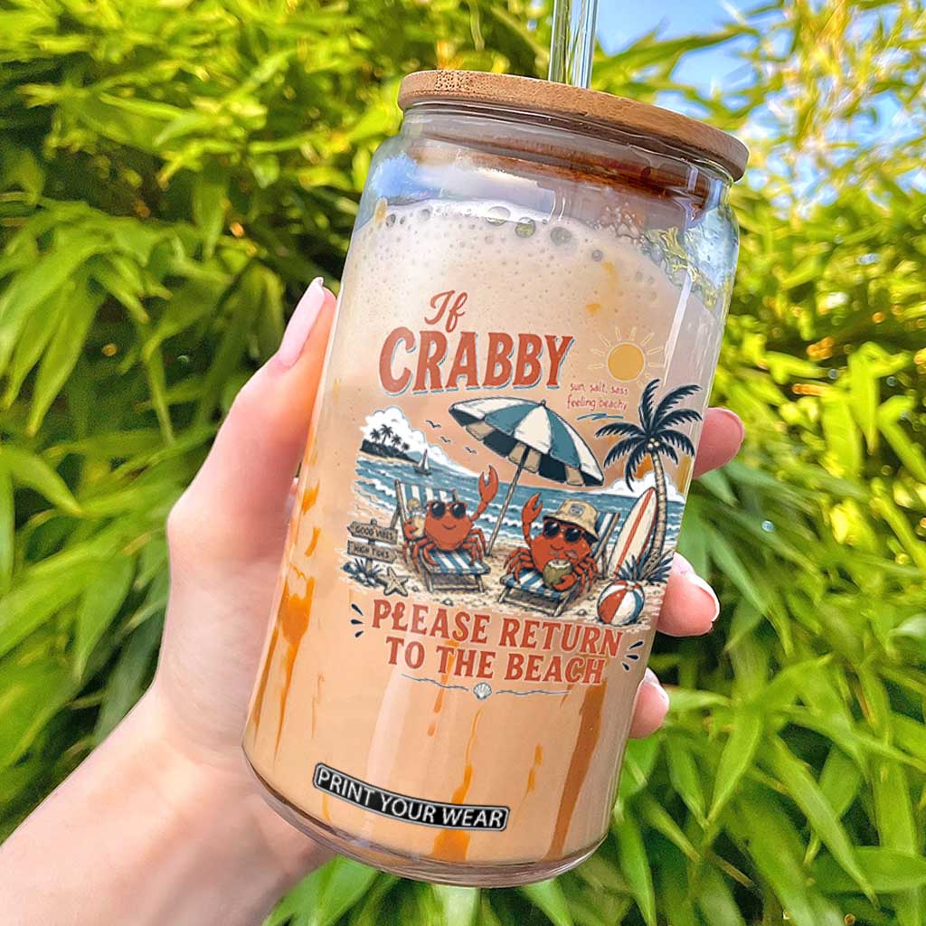 If Crabby Return To Beach Glass Can Vintage Summer Ocean Graphic Summer Vacation TS10 White Print Your Wear