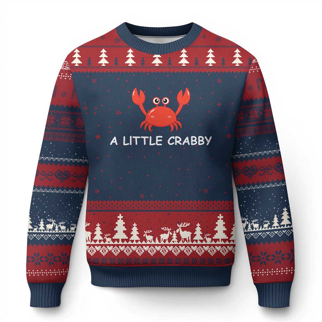 A Little Crabby Ugly Christmas Sweater Minimalist Beach Meme Summer Aesthetic