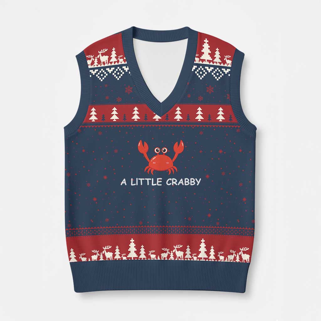 A Little Crabby V-Neck Knit Sweater Vest Minimalist Beach Meme Summer Aesthetic TS10 Navy Red Print Your Wear