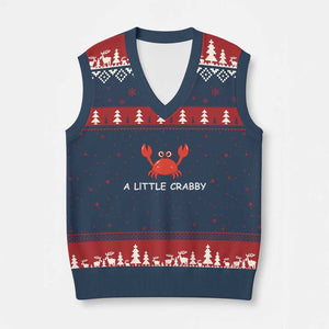 A Little Crabby V-Neck Knit Sweater Vest Minimalist Beach Meme Summer Aesthetic TS10 Navy Red Print Your Wear