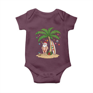 Funny Christmas In July Beach Baby Onesie Mankini Santa Summer Swimsuit Summer Holiday Vacation Graphic TS10 Maroon Print Your Wear