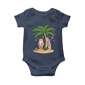 Funny Christmas In July Beach Baby Onesie Mankini Santa Summer Swimsuit Summer Holiday Vacation Graphic TS10 Navy Print Your Wear