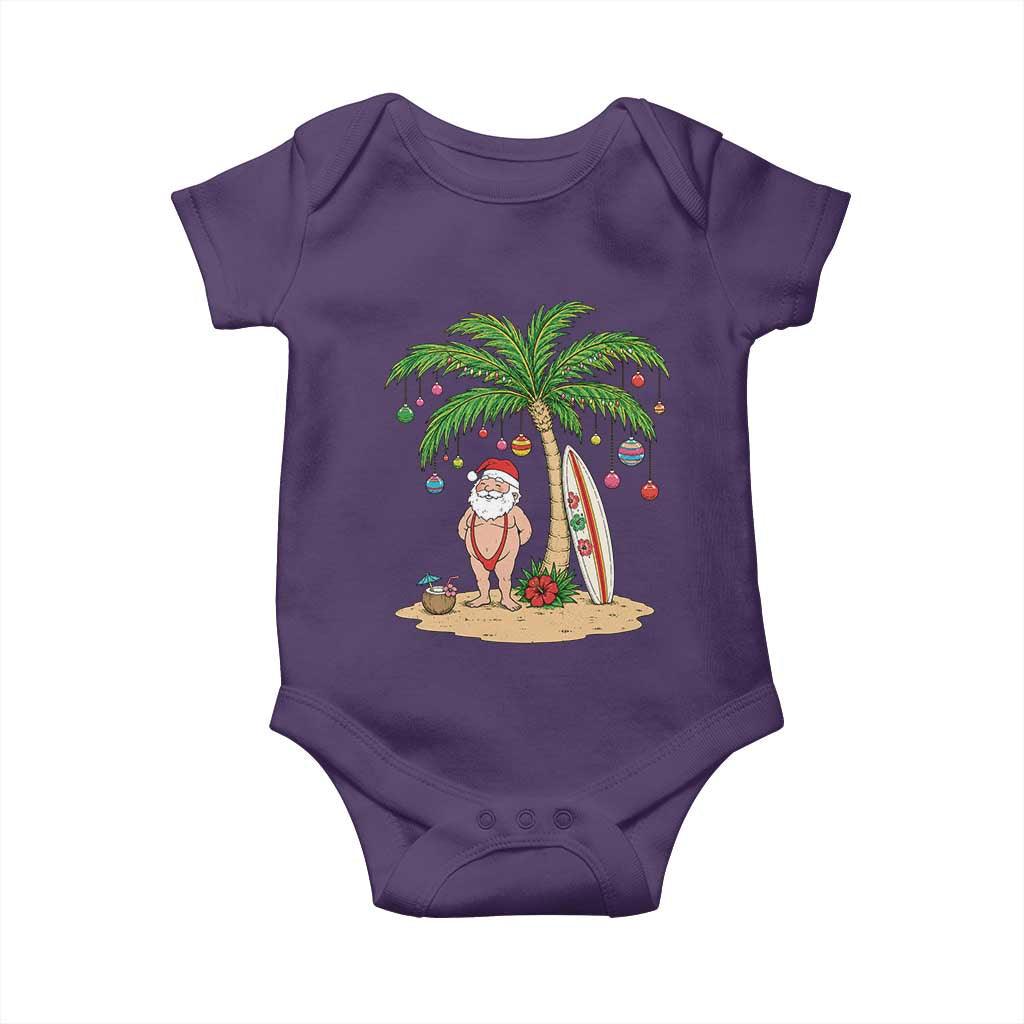Funny Christmas In July Beach Baby Onesie Mankini Santa Summer Swimsuit Summer Holiday Vacation Graphic TS10 Purple Print Your Wear