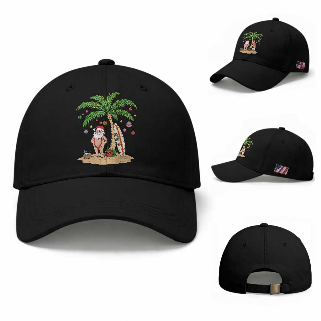 Funny Christmas In July Beach Baseball Cap Mankini Santa Summer Swimsuit Summer Holiday Vacation Graphic TS10 Baseball Cap Universal Fit Black Print Your Wear