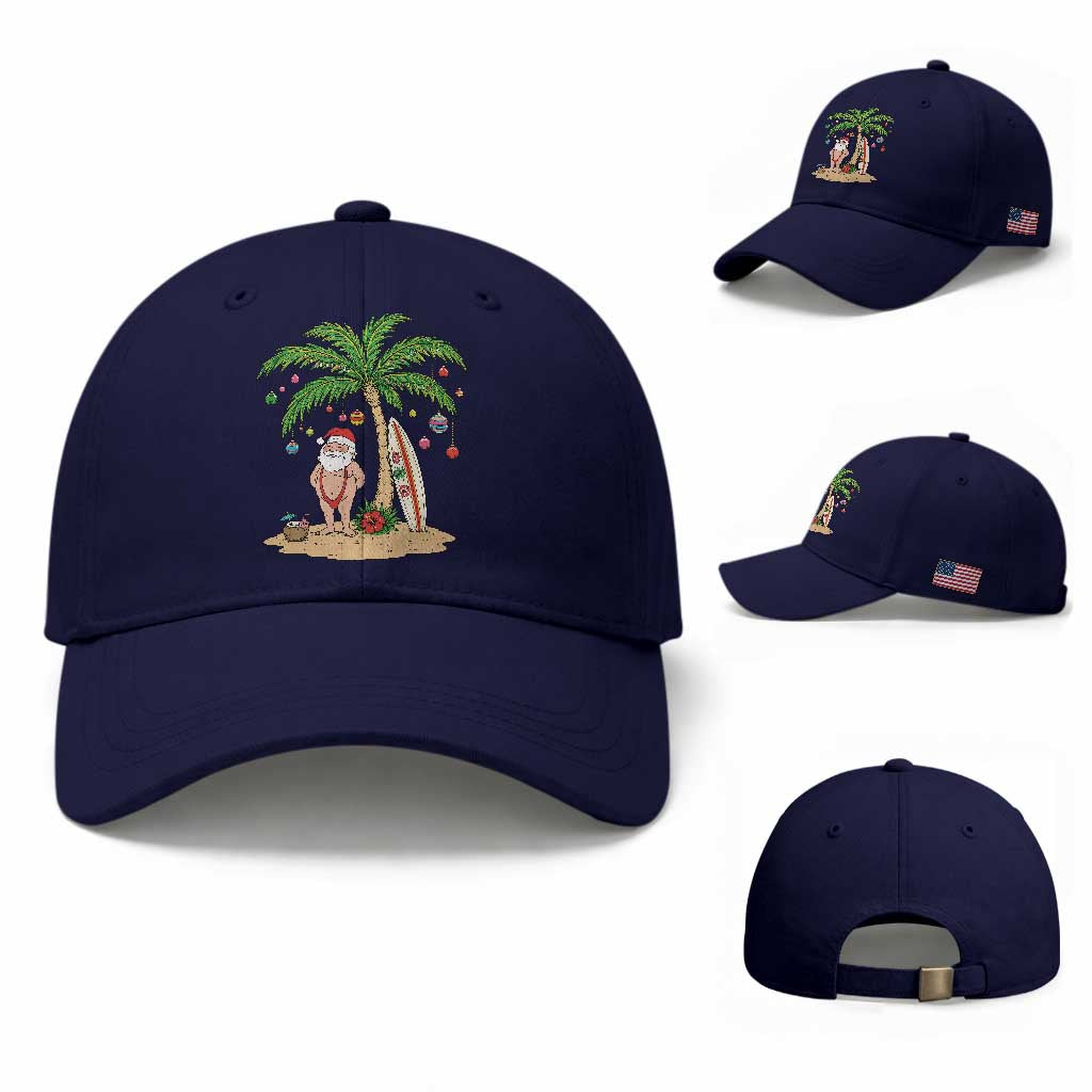 Funny Christmas In July Beach Baseball Cap Mankini Santa Summer Swimsuit Summer Holiday Vacation Graphic TS10 Baseball Cap Universal Fit Dark Blue Print Your Wear