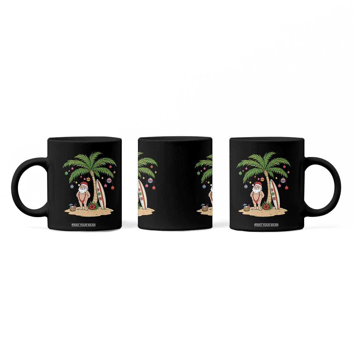 Funny Christmas In July Beach Coffee Mug Mankini Santa Summer Swimsuit Summer Holiday Vacation Graphic TS10 Print Your Wear