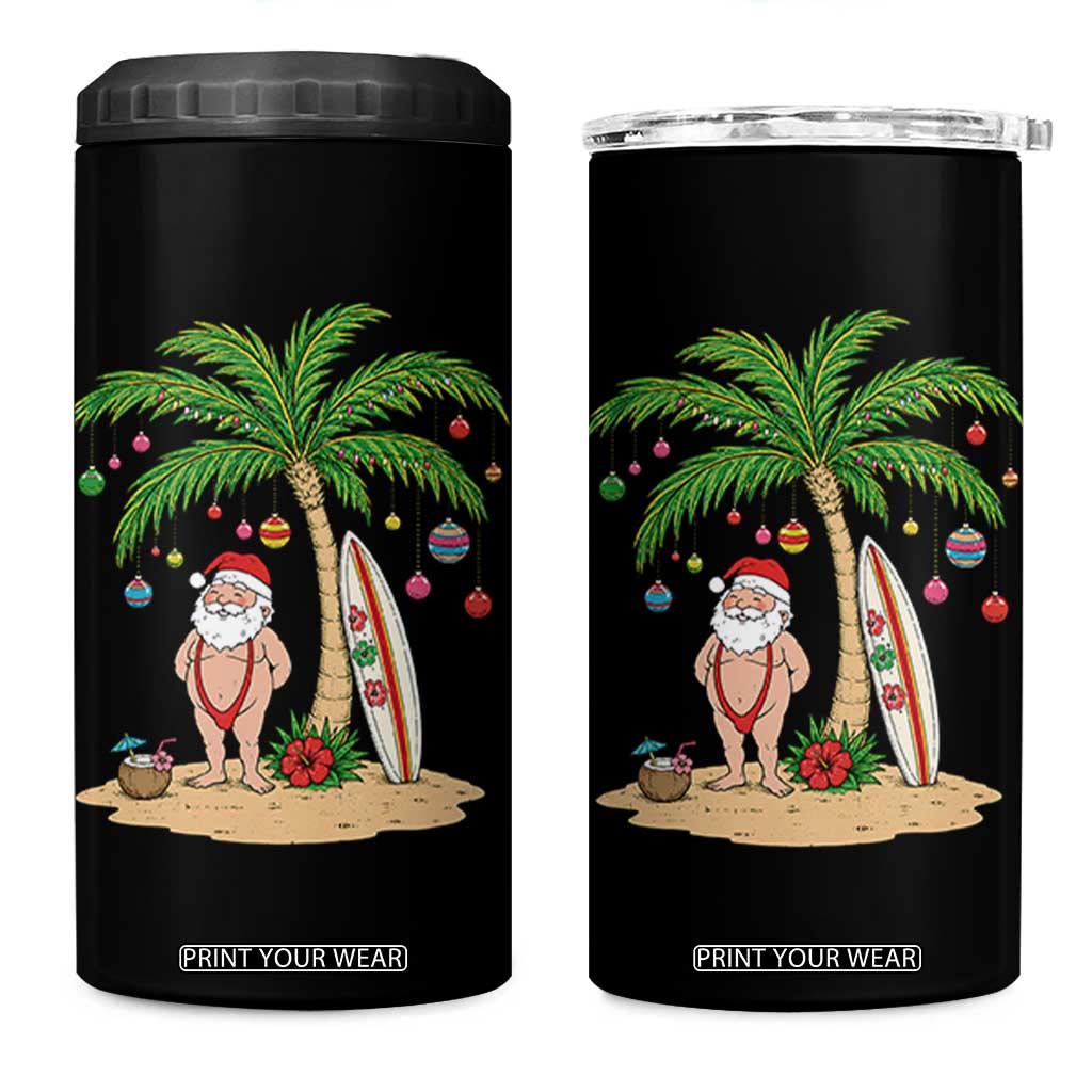 Funny Christmas In July Beach 4 in 1 Can Cooler Tumbler Mankini Santa Summer Swimsuit Summer Holiday Vacation Graphic TS10 One Size: 16 oz Black Print Your Wear