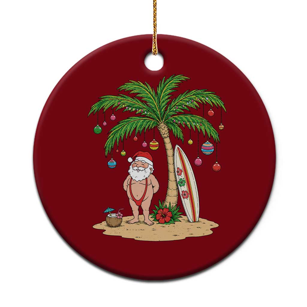 Funny Christmas In July Beach Ceramic Ornament Mankini Santa Summer Swimsuit Summer Holiday Vacation Graphic TS10 1pc Red Print Your Wear