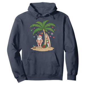 Funny Christmas In July Beach Hoodie Mankini Santa Summer Swimsuit Summer Holiday Vacation Graphic TS10 Navy Print Your Wear