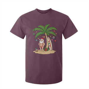 Funny Christmas In July Beach T Shirt For Kid Mankini Santa Summer Swimsuit Summer Holiday Vacation Graphic TS10 Maroon Print Your Wear
