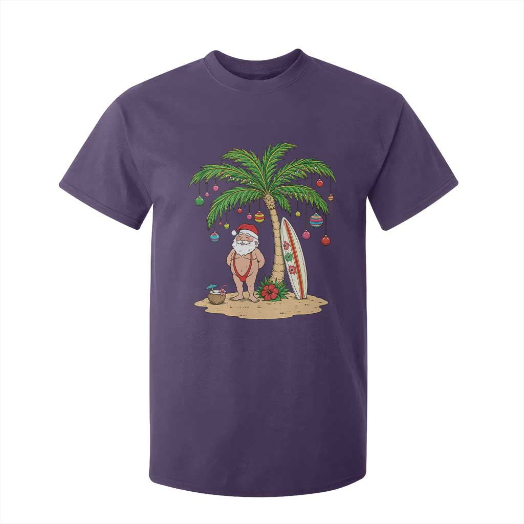 Funny Christmas In July Beach T Shirt For Kid Mankini Santa Summer Swimsuit Summer Holiday Vacation Graphic TS10 Purple Print Your Wear