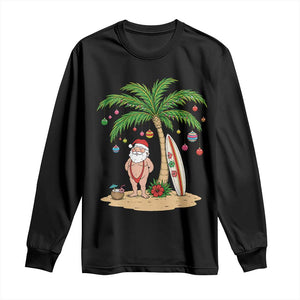 Funny Christmas In July Beach Long Sleeve Shirt Mankini Santa Summer Swimsuit Summer Holiday Vacation Graphic TS10 Black Print Your Wear