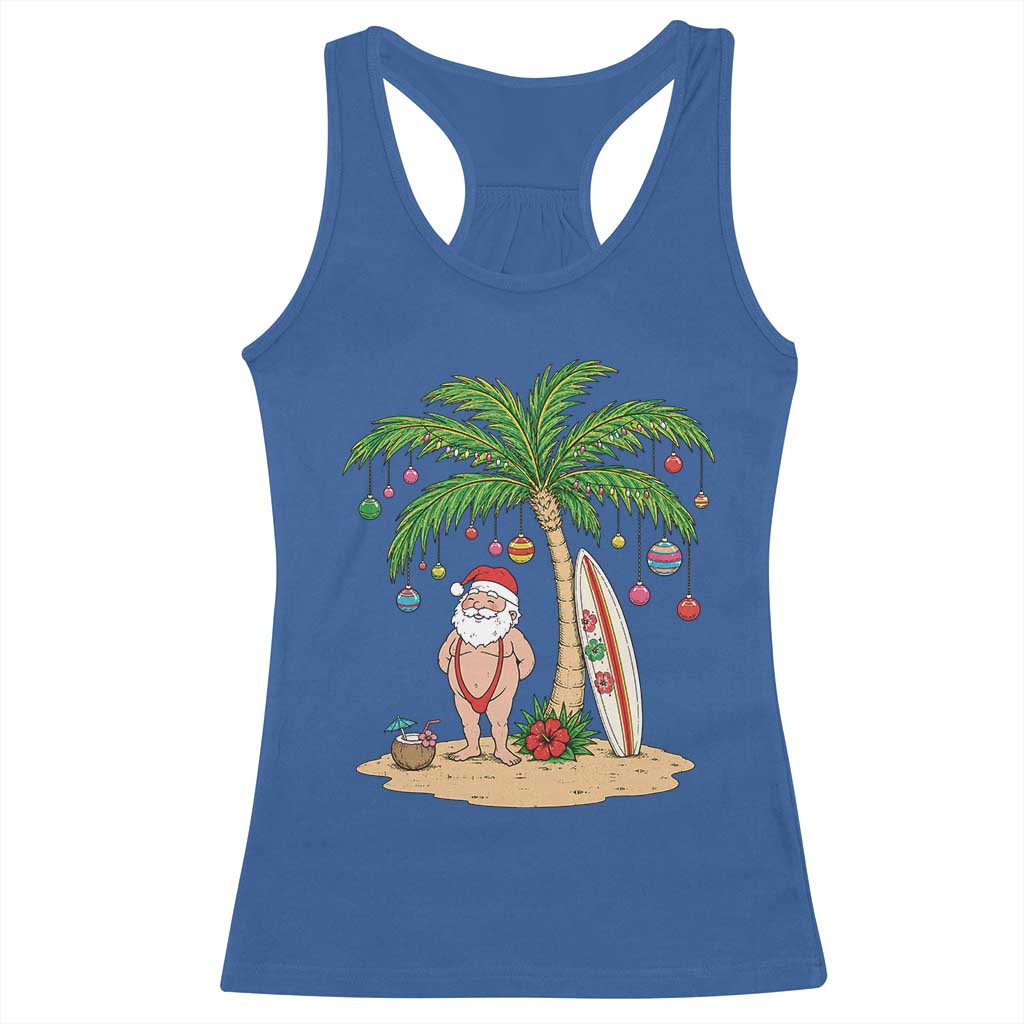 Funny Christmas In July Beach Racerback Tank Top Mankini Santa Summer Swimsuit Summer Holiday Vacation Graphic TS10 Royal Blue Print Your Wear