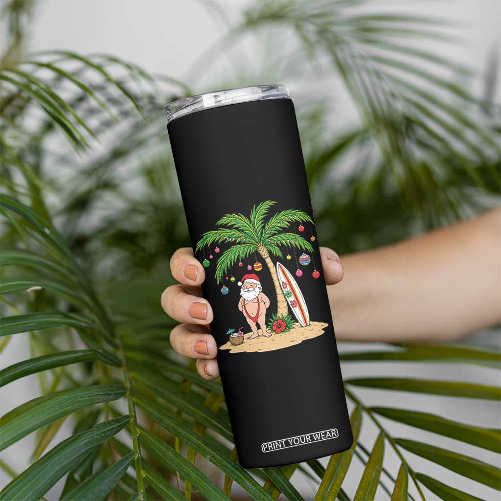 Funny Christmas In July Beach Skinny Tumbler Mankini Santa Summer Swimsuit Summer Holiday Vacation Graphic TS10 Print Your Wear