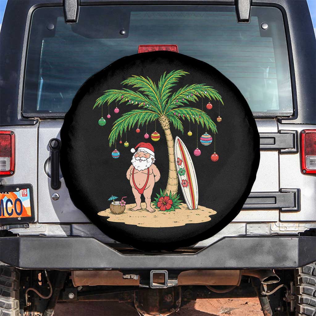 Funny Christmas In July Beach Spare Tire Cover Mankini Santa Summer Swimsuit Summer Holiday Vacation Graphic TS10 No hole Black Print Your Wear