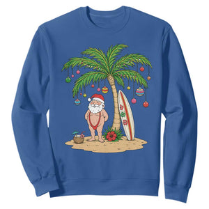 Funny Christmas In July Beach Sweatshirt Mankini Santa Summer Swimsuit Summer Holiday Vacation Graphic TS10 Royal Blue Print Your Wear