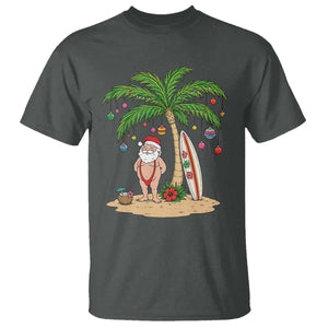 Funny Christmas In July Beach T Shirt Mankini Santa Summer Swimsuit Summer Holiday Vacation Graphic TS10 Dark Heather Print Your Wear