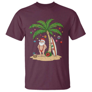 Funny Christmas In July Beach T Shirt Mankini Santa Summer Swimsuit Summer Holiday Vacation Graphic TS10 Maroon Print Your Wear