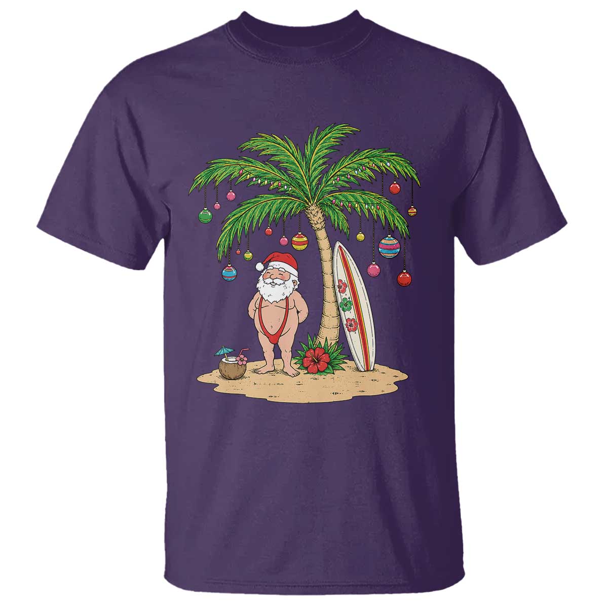 Funny Christmas In July Beach T Shirt Mankini Santa Summer Swimsuit Summer Holiday Vacation Graphic TS10 Purple Print Your Wear