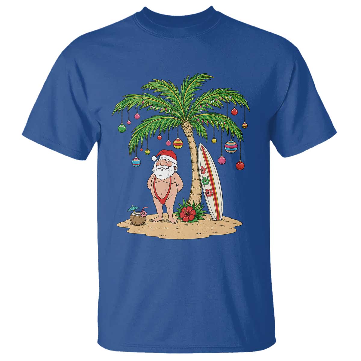 Funny Christmas In July Beach T Shirt Mankini Santa Summer Swimsuit Summer Holiday Vacation Graphic TS10 Royal Blue Print Your Wear