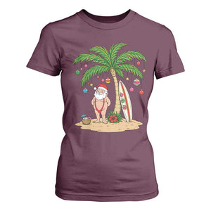 Funny Christmas In July Beach T Shirt For Women Mankini Santa Summer Swimsuit Summer Holiday Vacation Graphic TS10 Maroon Print Your Wear